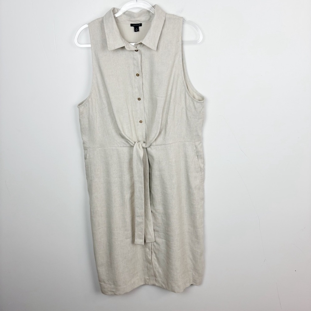 Ann Taylor Linen Blend Collared Sheath Dress Size 18 - Picture 2 of 9